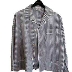 Neiman Marcus Men's Cotton Pima Pajamas Vintage Pinstripe Blue White SZ L